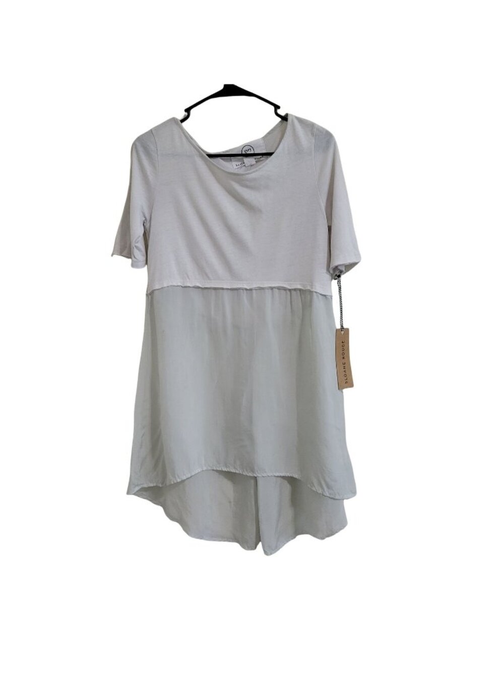 Sloane Rouge Tunic Tee Size XS Fog Gray High Low Lagenlook Babydoll Coastal
